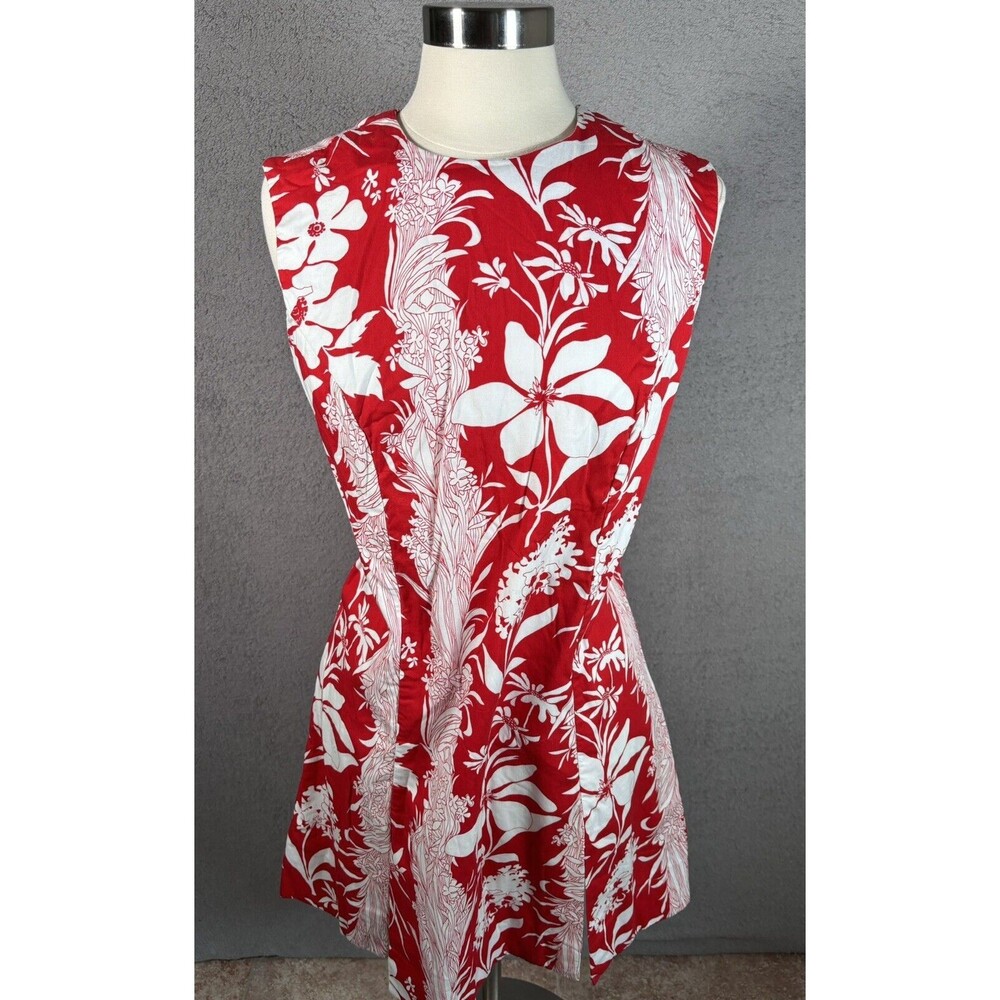 Vintage‎ Haymaker Red Fit And Flare Hawaiian Flora Print Summer Beach Dress M-L